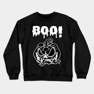 Terrifying Pumpkin with a Startling 'BOO': A Spine-Chilling Surprise Crewneck Sweatshirt